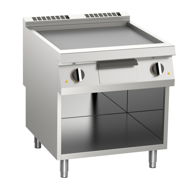 KBS Elektro-Grillplatte glatt verchromt 10,8kW 2 Heizzonen offener Unterbau